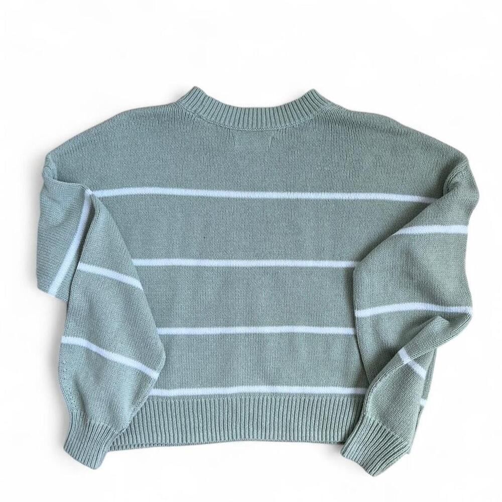 Sage Green Striped Knit Sweater Preppy Women’s XS - Picture 4 of 6